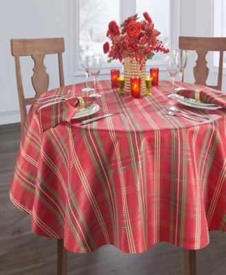 Elrene - Shimmering Plaid 70" Round Tablecloth