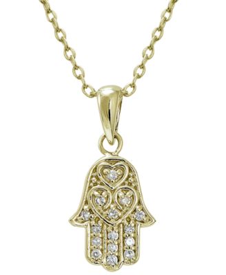 Giani Bernini - Cubic Zirconia Hamsa Pendant in 18k Gold Plated Sterling Silver