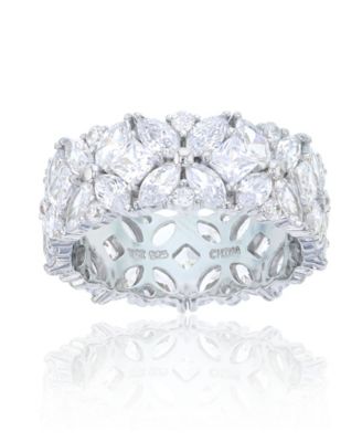 Macy's - Multi Cut Cubic Zirconia Eternity Band in Rhodium Plated Sterling Silver