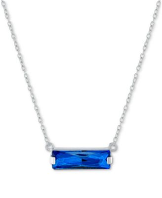 Giani Bernini - Crystal Rectangle Solitaire 18" Pendant Necklace in Sterling Silver