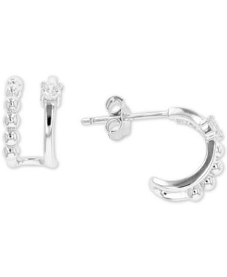 Macy's - Cubic Zirconia Cuff Hoop Earrings in Sterling Silver