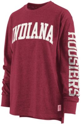 Pressbox - Women's Heathered Crimson Indiana Hoosiers Two-Hit Canyon Long Sleeve T-Shirt