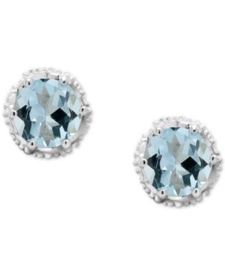 Macy's - Opal Stud Earrings (5/8 ct. t.w.) in Sterling Silver (Also in Aquamarine)