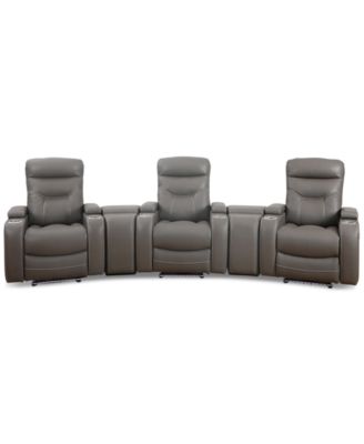 Furniture - Jabarr 5-Pc. Beyond Leather Theater Seating with 2 Consoles