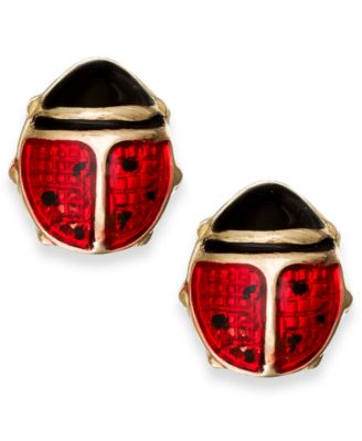 Macy's - Red Enamel Ladybug Stud Earrings in 10k Gold
