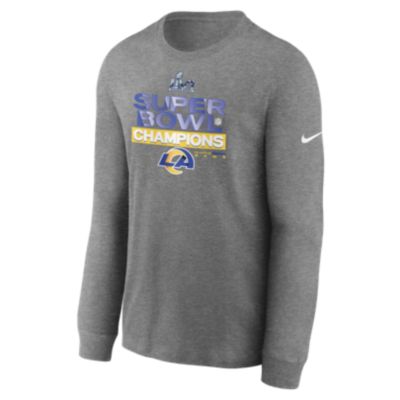 Nike - Men's  Heather Charcoal Los Angeles Rams 2021 Super Bowl Champions Locker Room Trophy Collection Long Sleeve T-Shirt