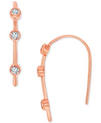 Macy's - Cubic Zirconia Bezel Threader Earrings in 14k Rose Gold-Plated Sterling Silver