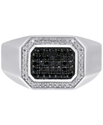 Macy's - Men's Black Diamond (1/3 ct. t.w.) & White Diamond (1/6 ct. t.w.) Ring in Sterling Silver