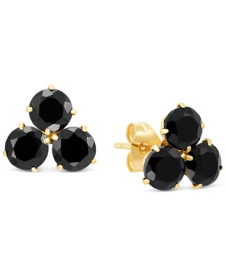 Macy's - Onyx Trillium Flower Stud Earrings in 14k Gold