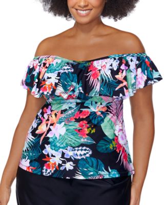 Raisins Curve - Trendy Plus Size Tanzania Printed Tankini Top