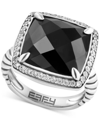 EFFY Collection - Onyx & White Topaz (5/8 ct. t.w.) Statement Ring in Sterling Silver