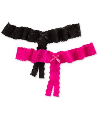 Hanky Panky - Plus Size After Midnight Solid Open Panel Thong 481001X