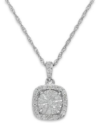 Macy's - Diamond Cushion Pendant Necklace in Sterling Silver (1/3 ct. t.w.)
