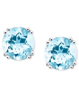 Macy's - 14k White Gold Aquamarine Stud Earrings (3 ct. t.w.)