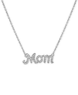 Macy's - Diamond Mom Pendant Necklace (1/4 ct. t.w.) in Sterling Silver