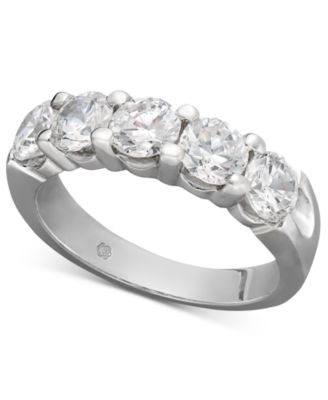 Macy's - Certified Five Diamond Station Band Ring in 14k White Gold (2 ct. t.w.)
