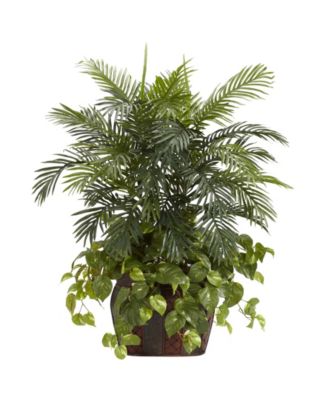Nearly Natural - 3.5' Double Areca w/ Vase and Pothos Silk Plant