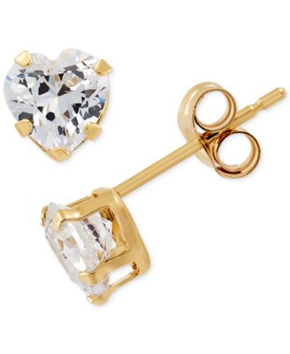 Macy's - Swarovski Zirconia Heart Stud Earrings in 14k Gold