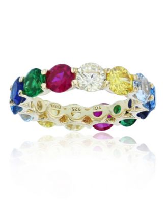 Macy's - Rainbow Colored Cubic Zirconia Eternity Band in 14k Yellow Gold Plated Sterling Silver