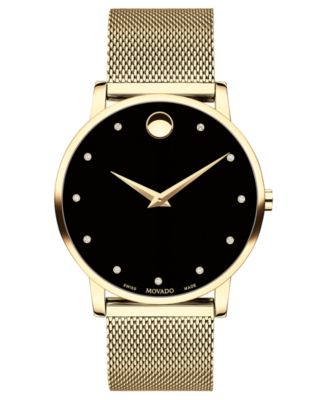 Movado - Unisex Swiss Museum Classic Gold-Tone PVD Stainless Steel Mesh Bracelet Watch 40mm