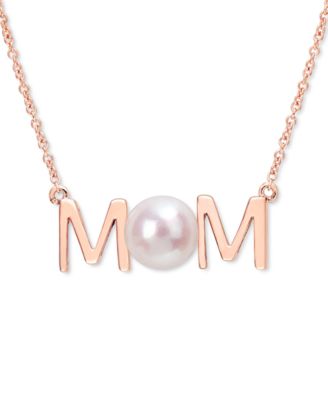 Macy's - Cultured Freshwater Pearl (7mm) MOM 17" Pendant Necklace in 10k Rose Gold