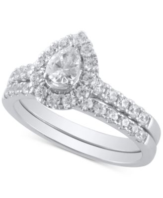 Macy's - Diamond Pear-Cut Halo Bridal Set (1 ct. t.w.) in 14k White Gold