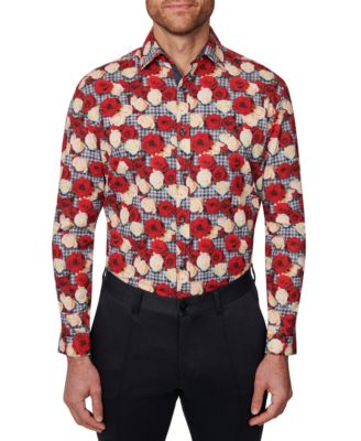 Society of Threads - Men's Slim-Fit Floral Performance Dress Shirt