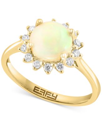 EFFY Collection - Ethiopian Opal (1-1/10 ct. t.w.) & Diamond (1/5 ct. t.w.) Halo Ring in 14k Gold