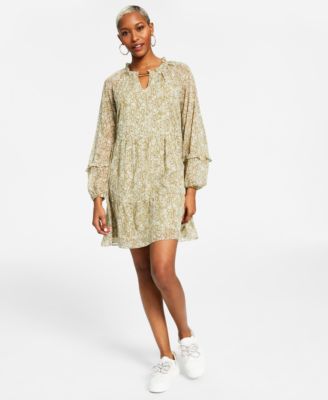 I.N.C. International Concepts - Women's Metallic-Striped Chiffon Minidress
