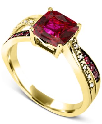 Macy's - Lab-Created Ruby (2 ct. t.w.) & Diamond Accent Swirl Ring in 14k Gold-Plated Sterling Silver