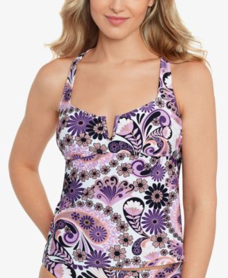 Salt + Cove - Juniors' Printed V-Wire Tankini Bikini Top