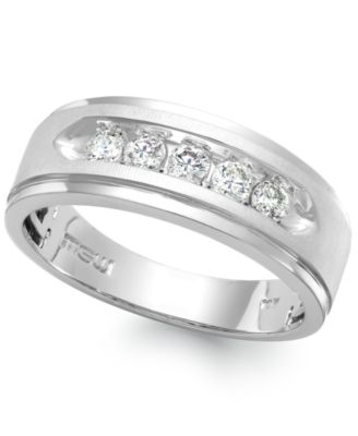 Macy's - Men's Five-Stone Diamond Ring in 10k White Gold (1/2 ct. t.w.)