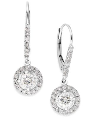 Macy's - Diamond Dangle Drop Earrings in 14k White Gold (1 ct. t.w.)