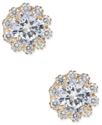 Macy's - Cubic Zirconia Halo Stud Earrings in 10k Gold