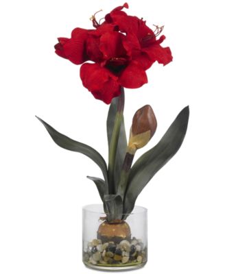 Nearly Natural - Artificial Amaryllis in Round Vase