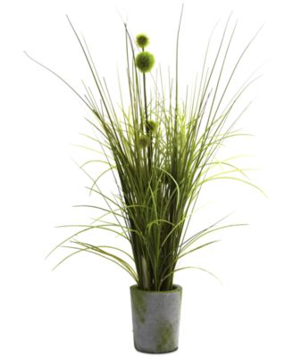 Nearly Natural - Grass & Dandelion Artificial Arrangement with Cement Planter
