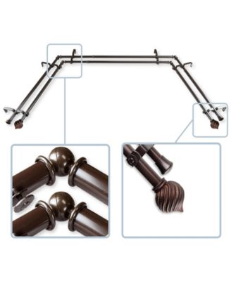 Rod Desyne - Bisque 0.8125" Bay Window Double curtain rod 20" - 36" - 38" - 72"