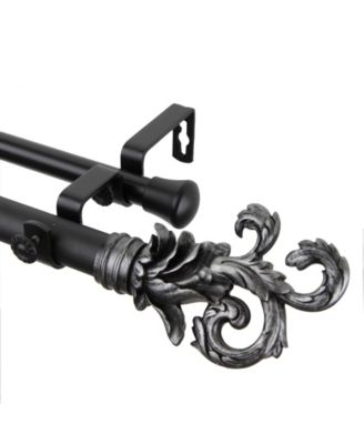 Rod Desyne - Plume Double Curtain Rod 1" OD 48-84 inch - Black