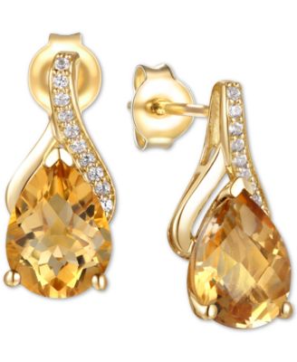 Macy's - Amethyst (2-1/10 ct. t.w.) & Diamond Accent Drop Earrings in 14k Rose Gold (Also Available in Rhodolite Garnet, Mystic Topaz, Citrine, and Blue Topaz)