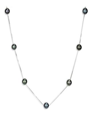 Macy's - Black Tahitian Pearl (8-9mm) Necklace in 14k White or Yellow Gold