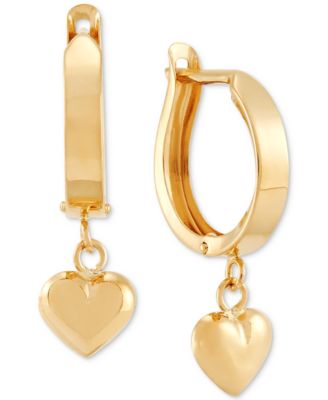 Macy's - Dangle Heart Huggie Hoop Earrings in 10k Gold
