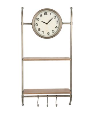 3R Studio - Wall Clock with 2 Shelves  3 Hooks