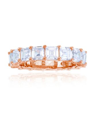 Macy's - White Princess Cut Cubic Zirconia Eternity Band in 14k Rose Gold Plated Sterling Silver