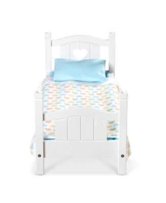 Melissa and Doug - Mine to Love Wooden Play Bed for Dolls, Stuffed Animals - White 8.7"H x 9.1"W x 20.7"L Assembled