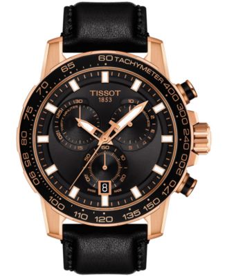 Tissot - Men's Swiss Chronograph Supersport T-Sport Black Leather Strap Watch 46mm