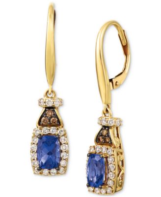 Le Vian - Blueberry Tanzanite (3/4 ct. t.w.) & Diamond (3/8 ct. t.w.) Leverback Drop Earrings in 14k White Gold (Also available in 14K Gold)