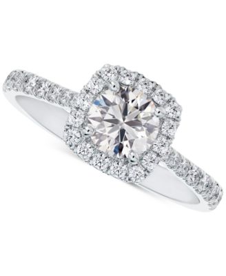 De Beers Forevermark - Diamond Halo Diamond Engagement Ring with Pav&eacute; Band (1-1/20 ct. t.w.) in 14k White Gold