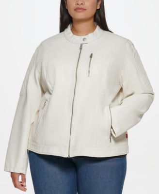 Levi's - Trendy Plus Size Classic Faux-Leather Quilted Racer Jacket
