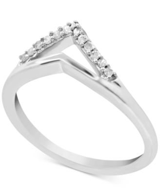 Macy's - Diamond Chevron Statement Ring (1/10 ct. t.w.) in Sterling Silver