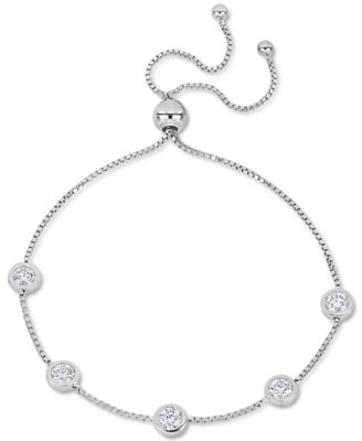 Macy's - Lab-Created Moissanite Bezel Station Bolo Bracelet (1-1/4 ct. t.w.) in Sterling Silver